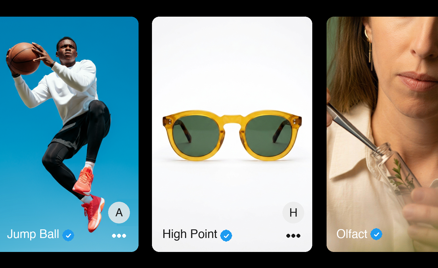 Generated ad creative — three social posts